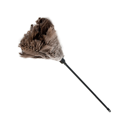 Dusters 11mm diameter black plastic handle grey feathers – 700mm Length