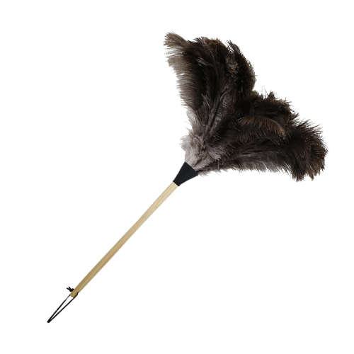 Black first grade ostrich feather duster 40cm overall soft feathers wood hdle 