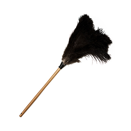 Dusters Wood shaped stained handle, first grade black feather duster – 700mm Overall length