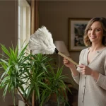 dusting indoor plants delicate ostrich feather